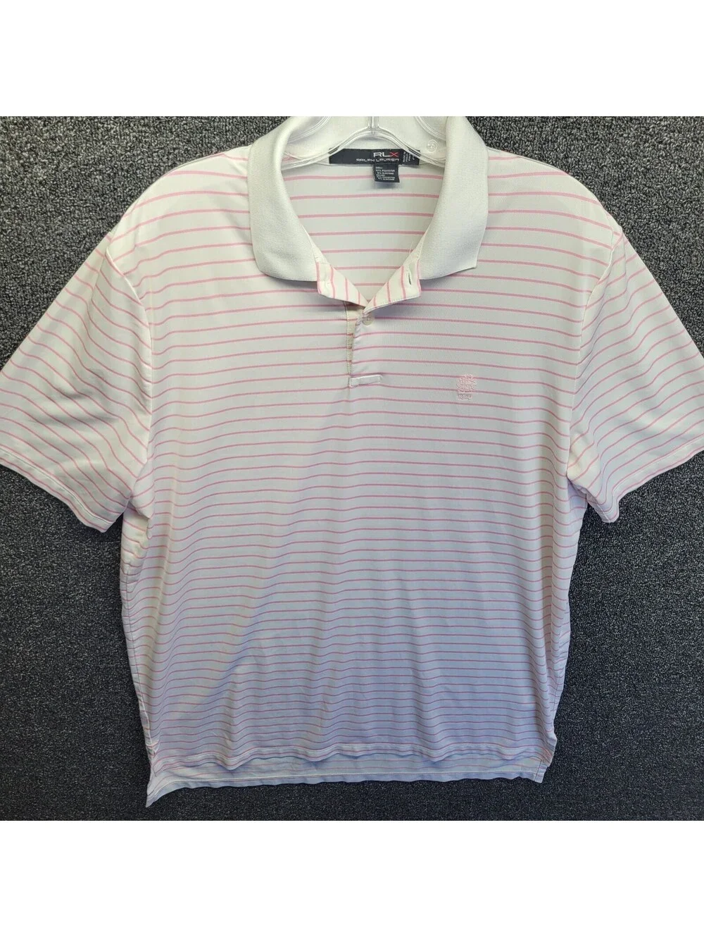 Polo Ralph Lauren RLX Golf Shirt Men's Sz L Pink Striped Performance Poly